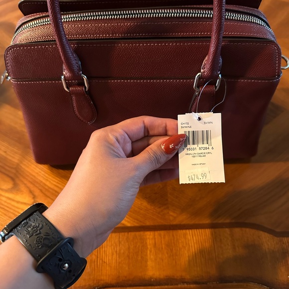 Coach Red Leather Satchel with Signature Design - Picture 2 of 12